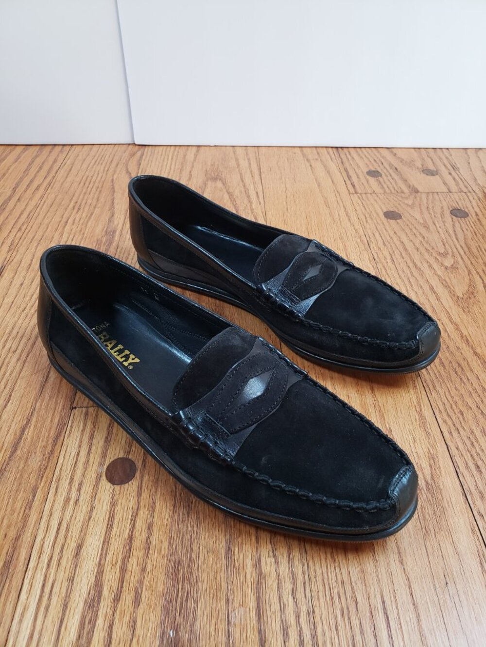 Bally Daytona Men 11 M Black Suede Leather Penny Loafers Driving Shoes Italy NOS